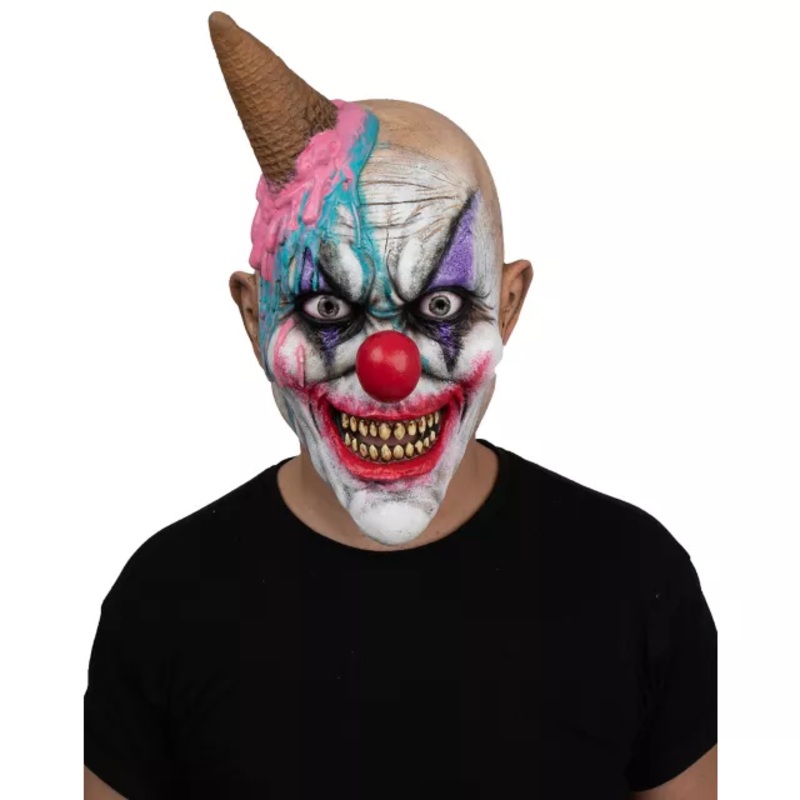 Ice S-Cream Clown Full Mask BLACK AND PINK ONE SIZE FITS MOST
