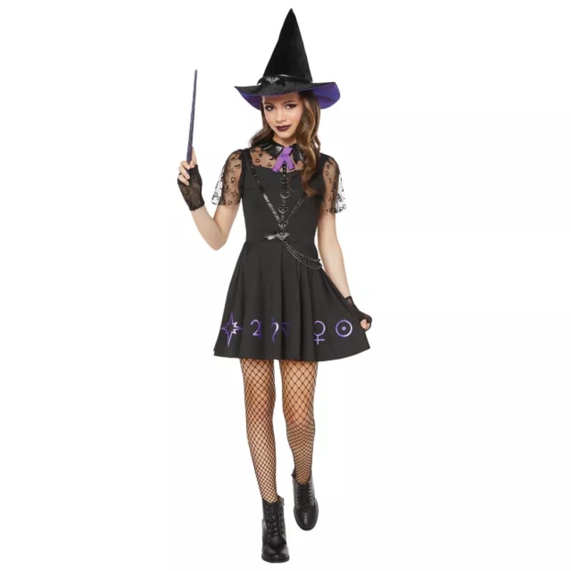 Kids Coven Academy Costume BLACK AND PURPLE CHILD SMALL