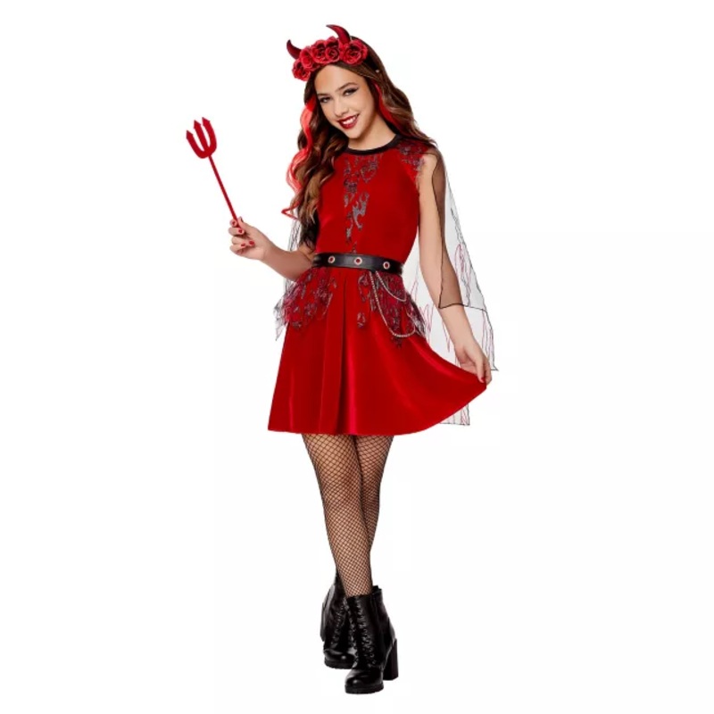 Kids Dark Devil Dress Costume BLACK AND RED CHILD SMALL