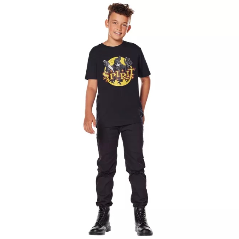 Kids Spirit Halloween Ghost Face T Shirt BLACK CHILD MEDIUM