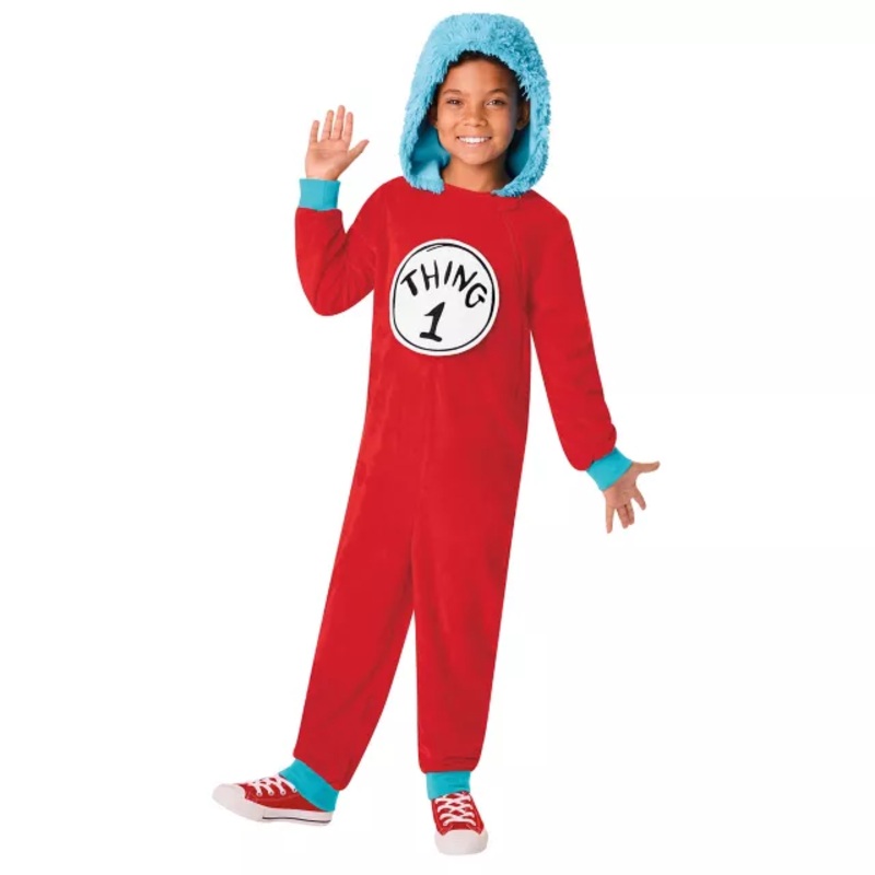 Kids Thing 1 and 2 Jumpsuit Costume - The Cat in the Hat RED CHILD SMALL