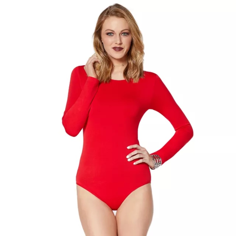 Long Sleeve Red Bodysuit RED ADULT EX SMALL