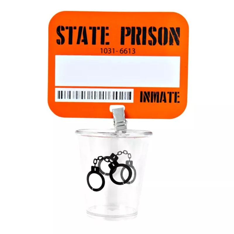 Prison Inmate Badge with Shot Glass ORANGE