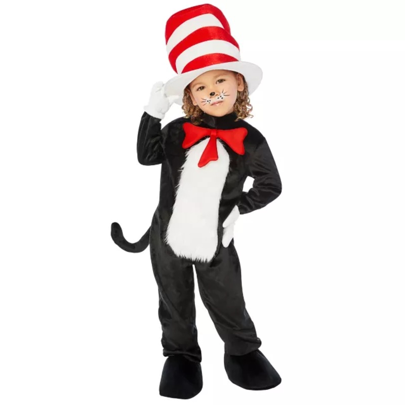 Toddler Cat in the Hat Jumpsuit Costume  Dr. Seuss RED 2T