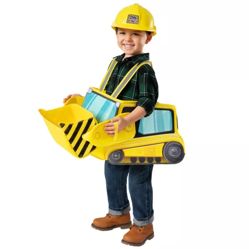 Toddler Ride-Along Bulldozer Costume YELLOW CHILD ONE SIZE