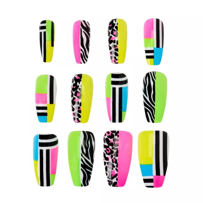 '80s Press On Nails MULTI-COLOR ONE SIZE FITS MOST