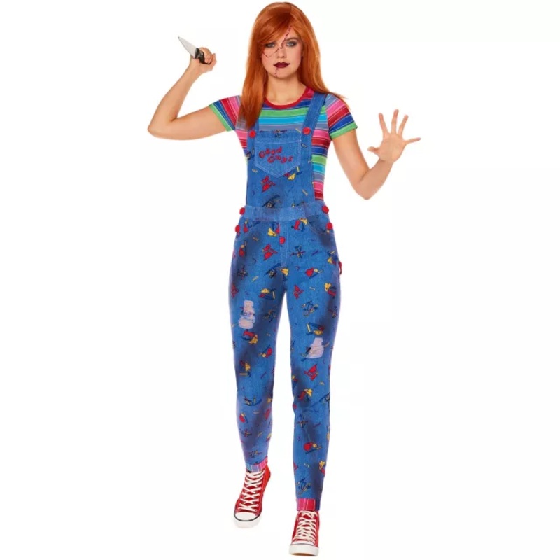 Adult Chucky Overalls Costume BLUE ADULT SMALL