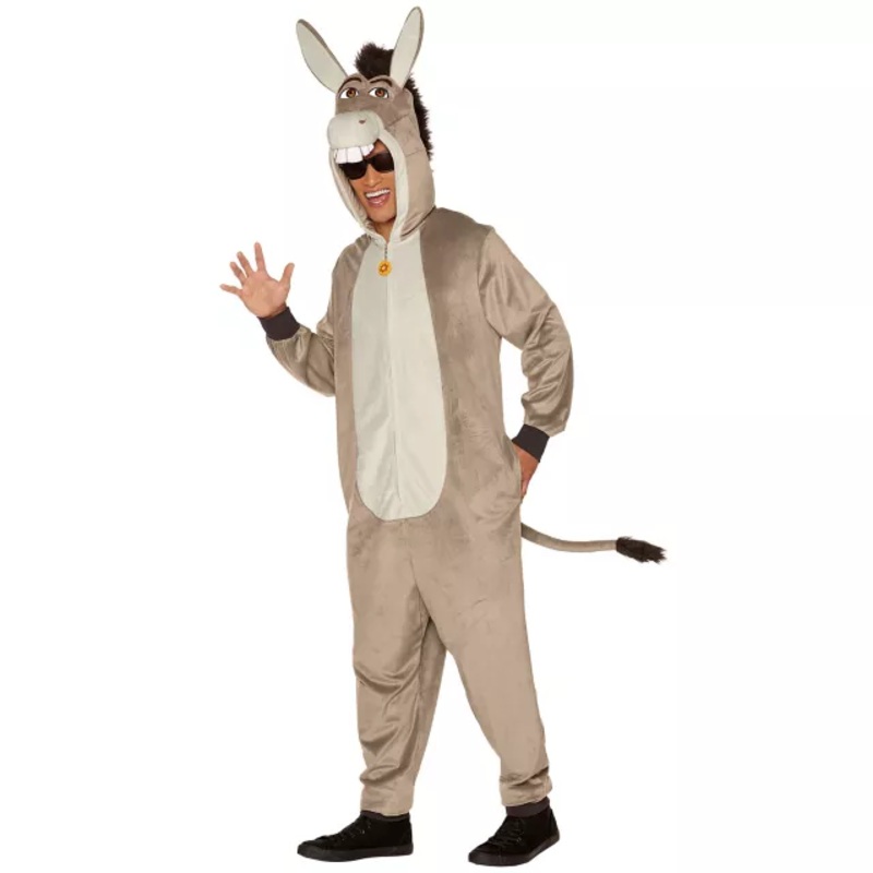 Adult Donkey Jumpsuit Costume - Shrek HEATHER GREY SMALL/MEDIUM