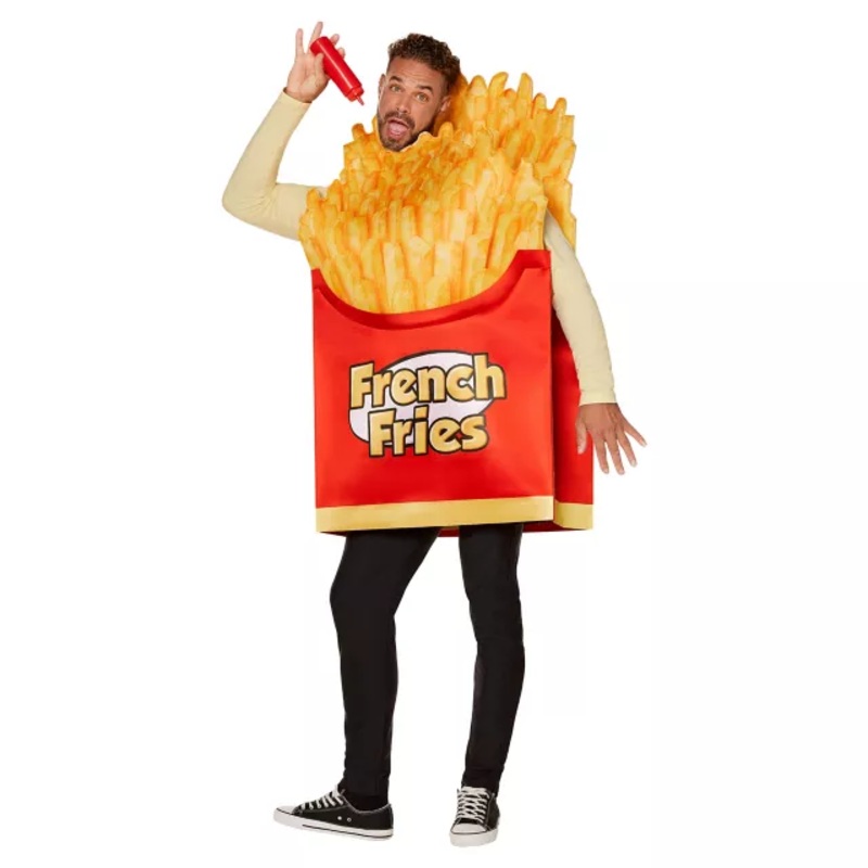 Adult French Fries Costume RED/YELLOW ONE SIZE FITS MOST