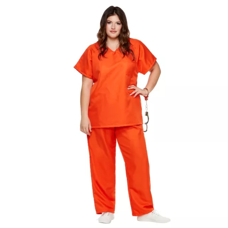 Adult Got Busted Orange Prisoner Plus Size Costume ORANGE 1X
