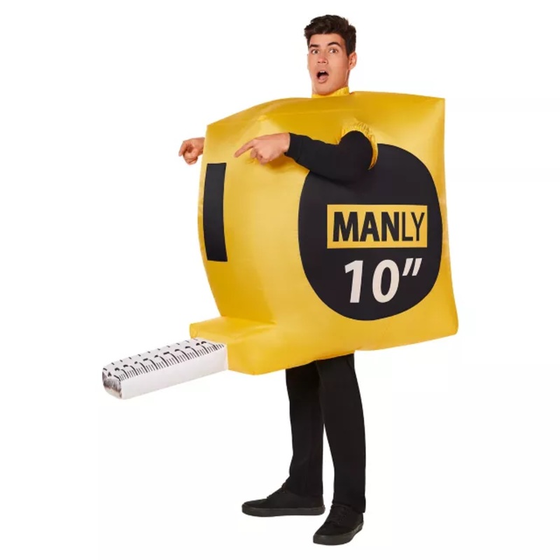 Adult Inflatable Tape Measure Costume YELLOW ONE SIZE FITS MOST