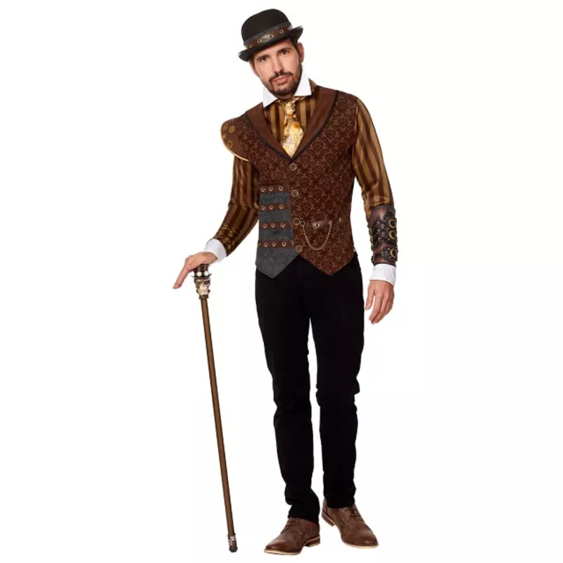 Adult Victorian Steampunk Costume DARK BROWN ADULT SMALL