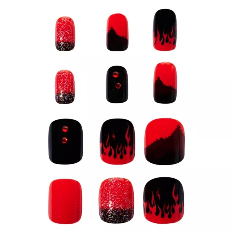 Black and Red Press On Nails BLACK AND RED CHILD ONE SIZE