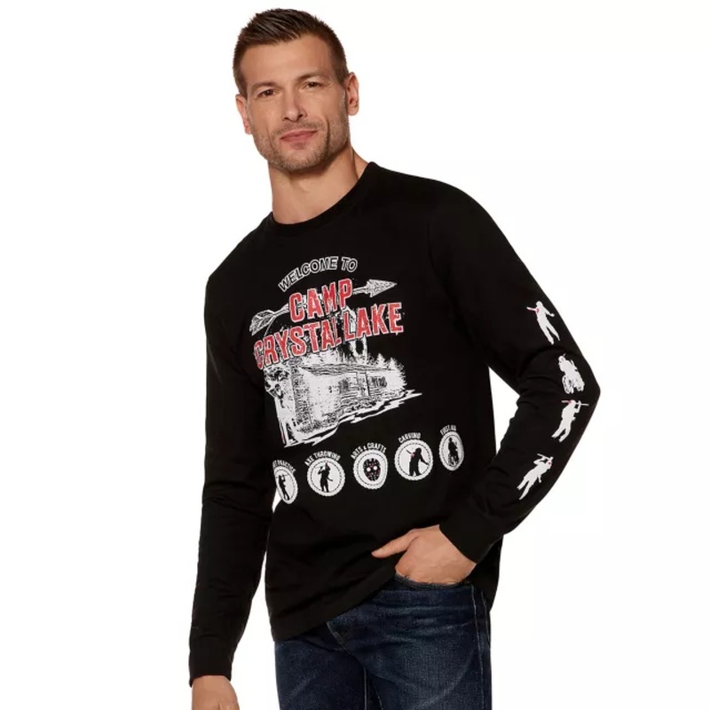 Camp Crystal Lake Long Sleeve T Shirt - Friday the 13th BLACK ADULT SMALL