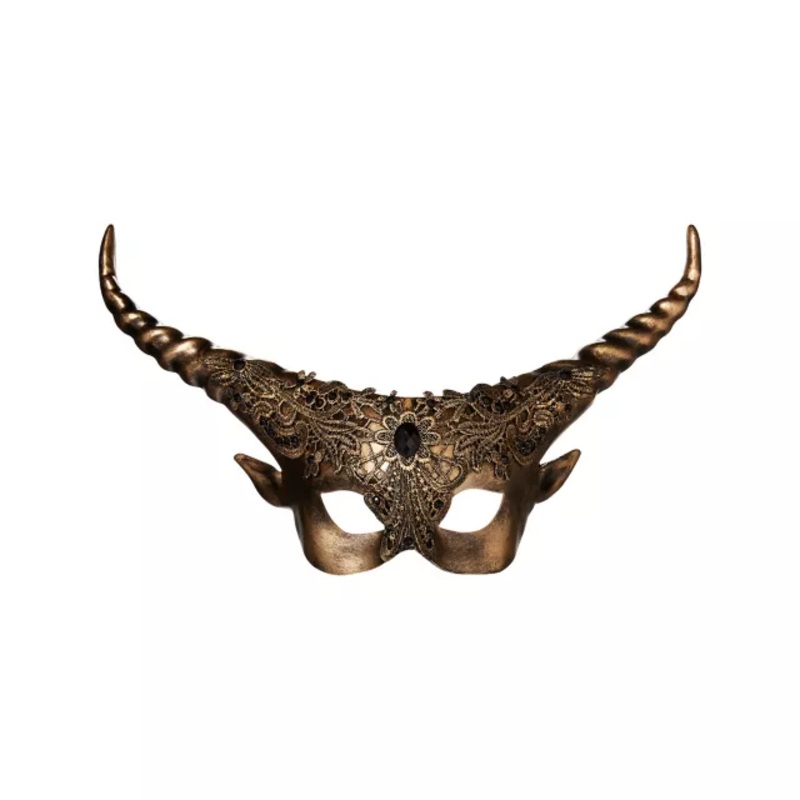 Gold Horned Masquerade Eye Mask BLACK/GOLD ONE SIZE FITS MOST