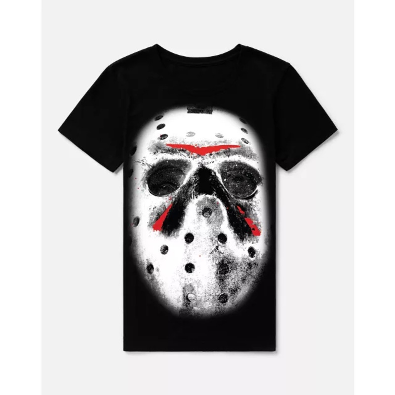 Jason Mask T Shirt - Friday the 13th BLACK ADULT SMALL