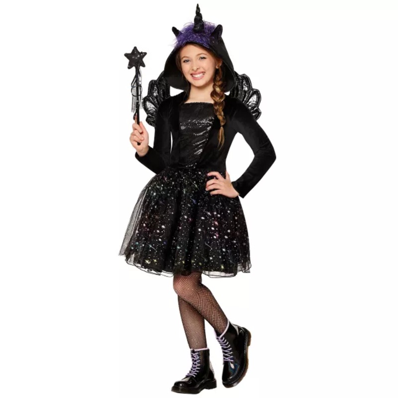 Kids Dark Unicorn Costume BLACK CHILD EXTRA SM