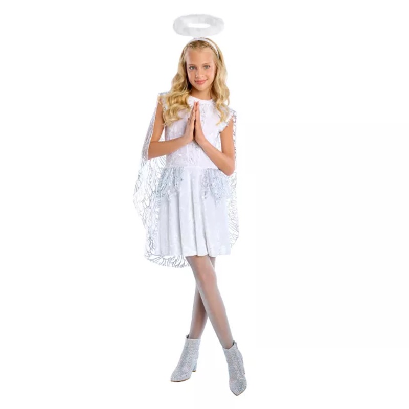 Kids Glitter Angel Dress Costume WHITE CHILD SMALL