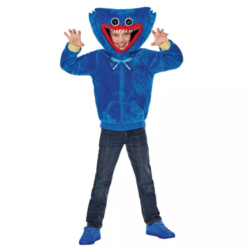 Kids Huggy Wuggy Zip-Up Costume Top - Poppy Playtime BLUE CHILD SMALL