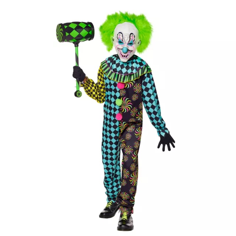 Kids Neon Clown Costume NEON GREEN CHILD MEDIUM