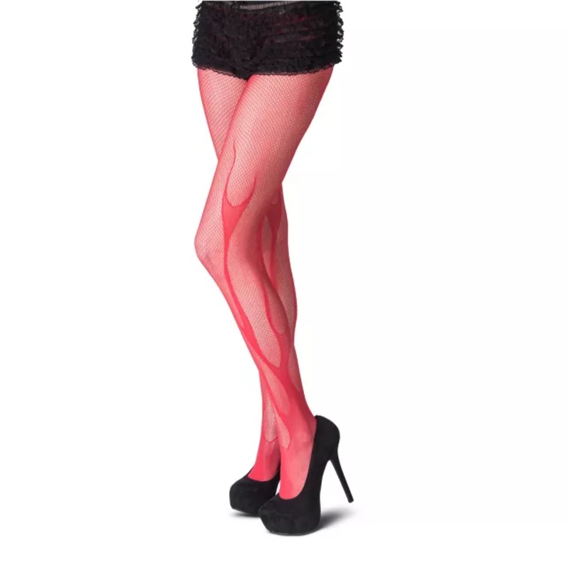 Red Devil Flame Fishnet Stockings RED PLUS SIZE
