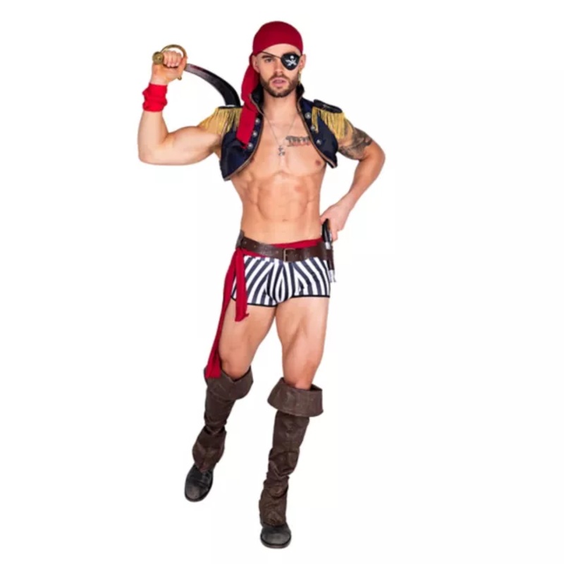 Adult Captain Hunk Costume BLACK/BLUE/RED ADULT SMALL
