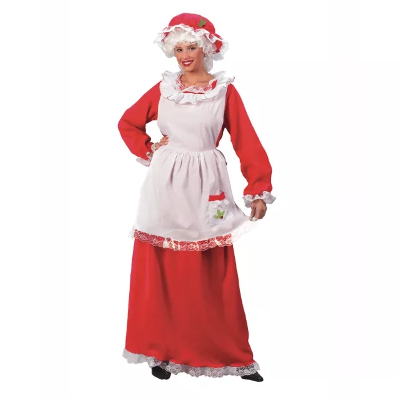 Adult Mrs. Claus Dress Costume RED ONE SIZE FITS MOST