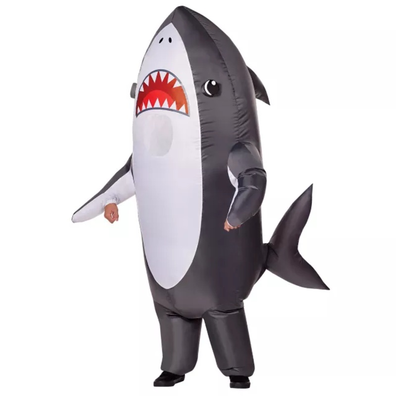 Adult Shark Inflatable Costume GRAY ONE SIZE FITS MOST