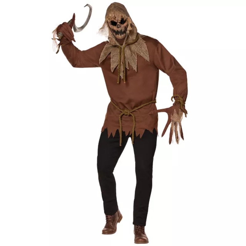 Adult Sinister Scarecrow Costume BROWN SMALL/MEDIUM