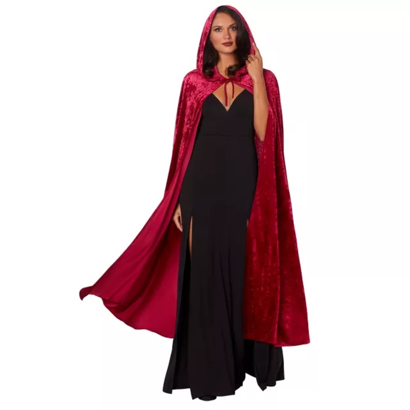 Burgundy Hooded Cape BURGUNDY ONE SIZE FITS MOST