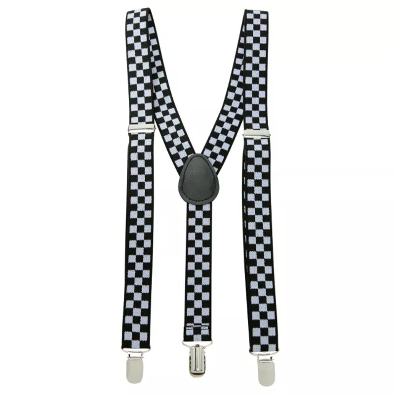 Checkered Suspenders BLACK ONE SIZE FITS MOST