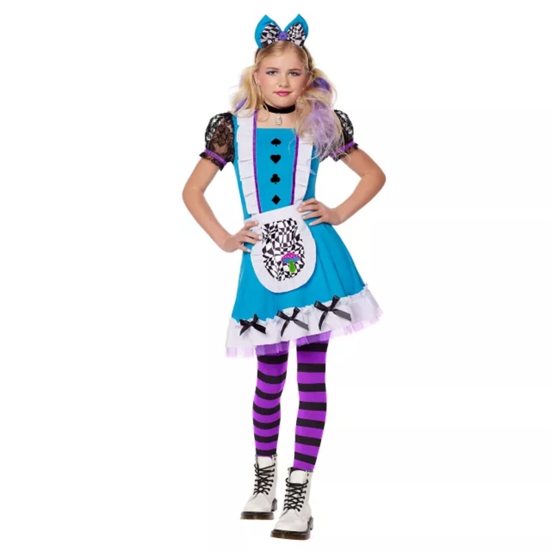 Kids Dark Alice Dress Costume BLACK AND  BLUE CHILD SMALL