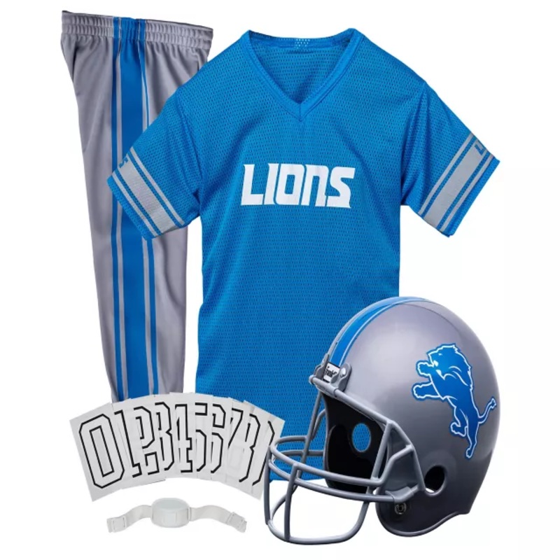 Kids Detroit Lions NFL Deluxe Uniform Costume - Franklin Sports BLUE / WHITE YOUTH SMALL