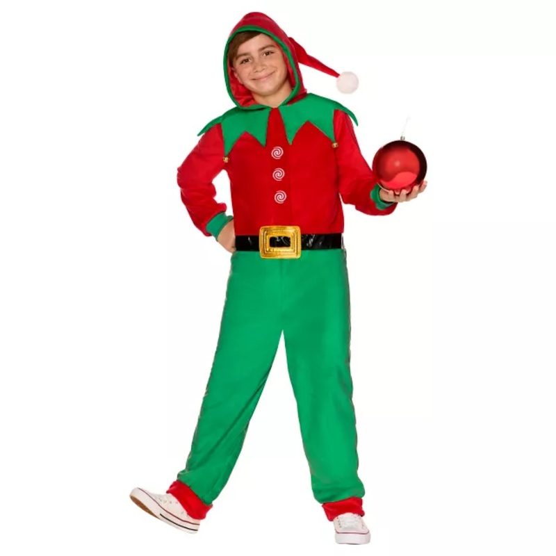 Kids Elf Costume RED GREEN CHILD SMALL