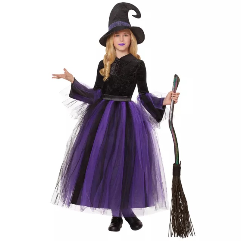 Kids Witch Costume - The Signature Collection BLACK AND PURPLE CHILD SMALL