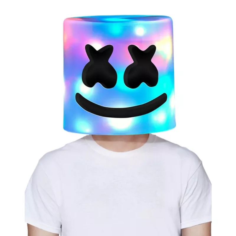Light-Up LED Marshmello Full Mask WHITE ONE SIZE FITS MOST