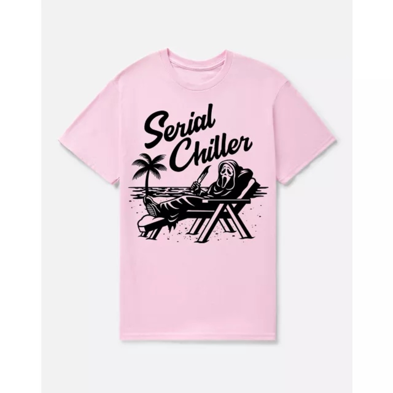 Pink Ghost Face Serial Chiller T Shirt PINK ADULT SMALL