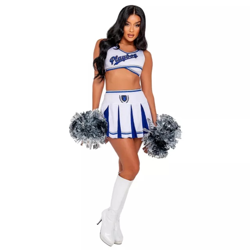 Playboy Cheer Squad Costume BLUE / WHITE ADULT SMALL