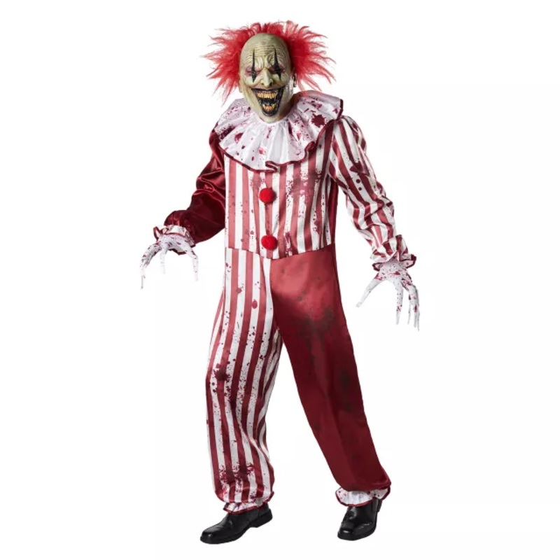 Adult Creepy Clown Costume RED AND WHITE ADULT SMALL