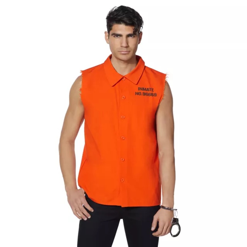 Adult Orange Inmate Shirt ORANGE ADULT SMALL