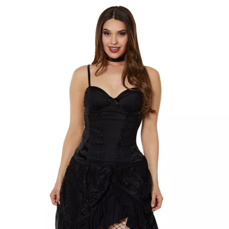 Black Beaded Lace Corset BLACK ADULT XXS