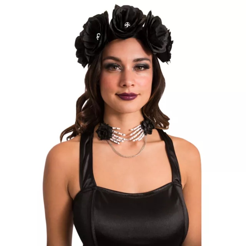 Black Rose Skull Headband BLACK ONE SIZE FITS MOST