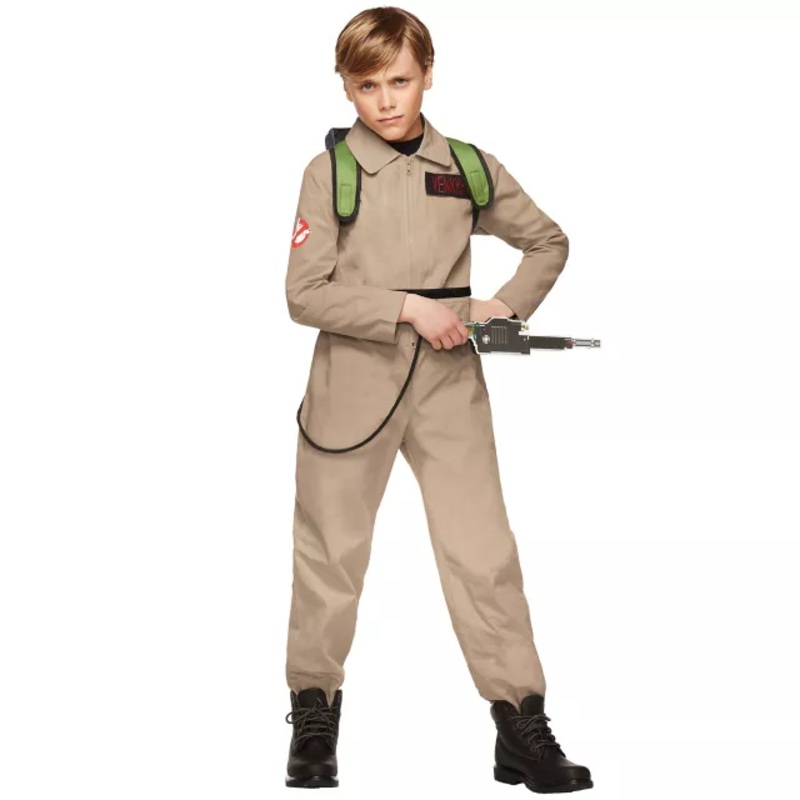Kids Ghostbusters Boys One Piece Costume with Proton Pack - Ghostbusters Classic TAN CHILD SMALL