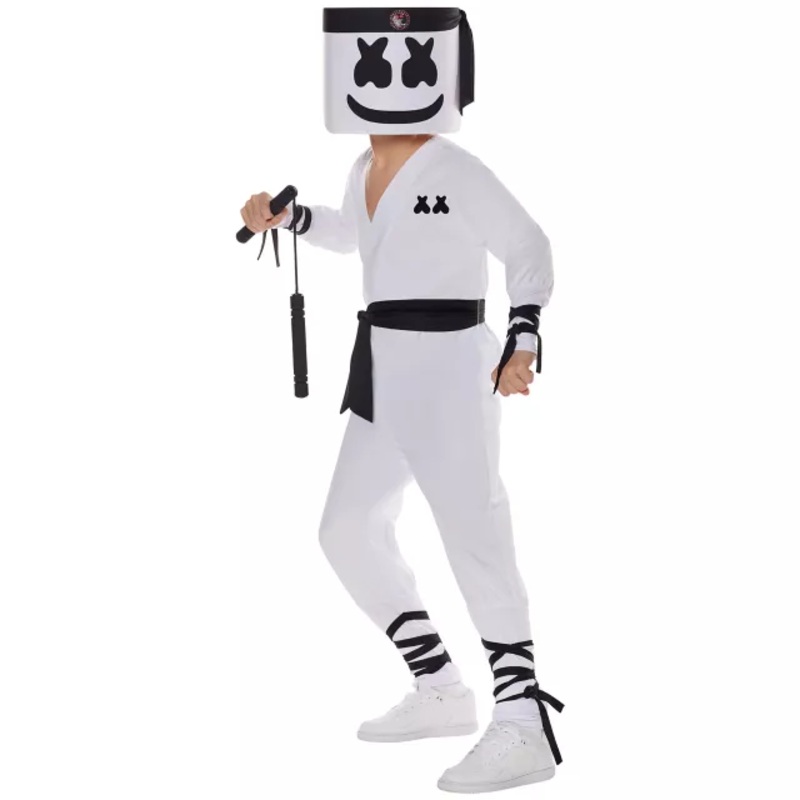 Kids Ninja Marshmello Costume WHITE CHILD SMALL