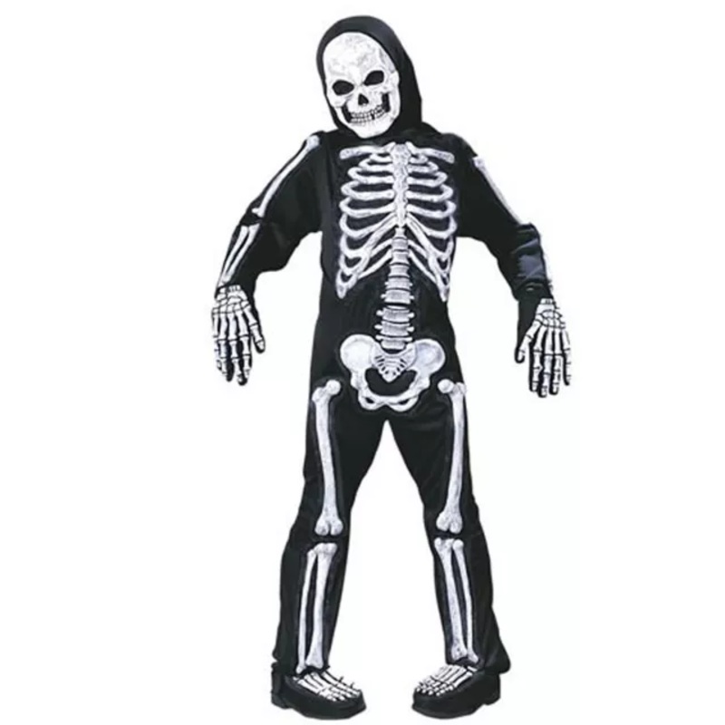 Kids Totally Skelebones One Piece Costume WHITE CHILD SMALL