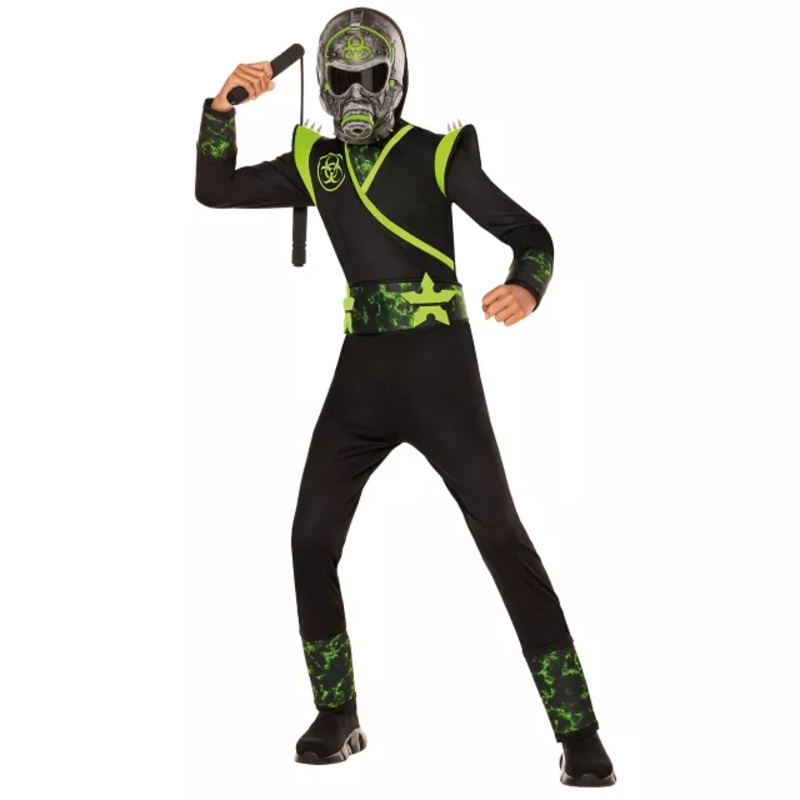 Kids Toxic Ninja Costume BLACK AND GREEN CHILD SMALL