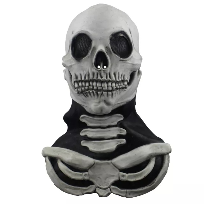 Skeleton Full Mask with Bib BLACK AND WHITE ONE SIZE FITS MOST