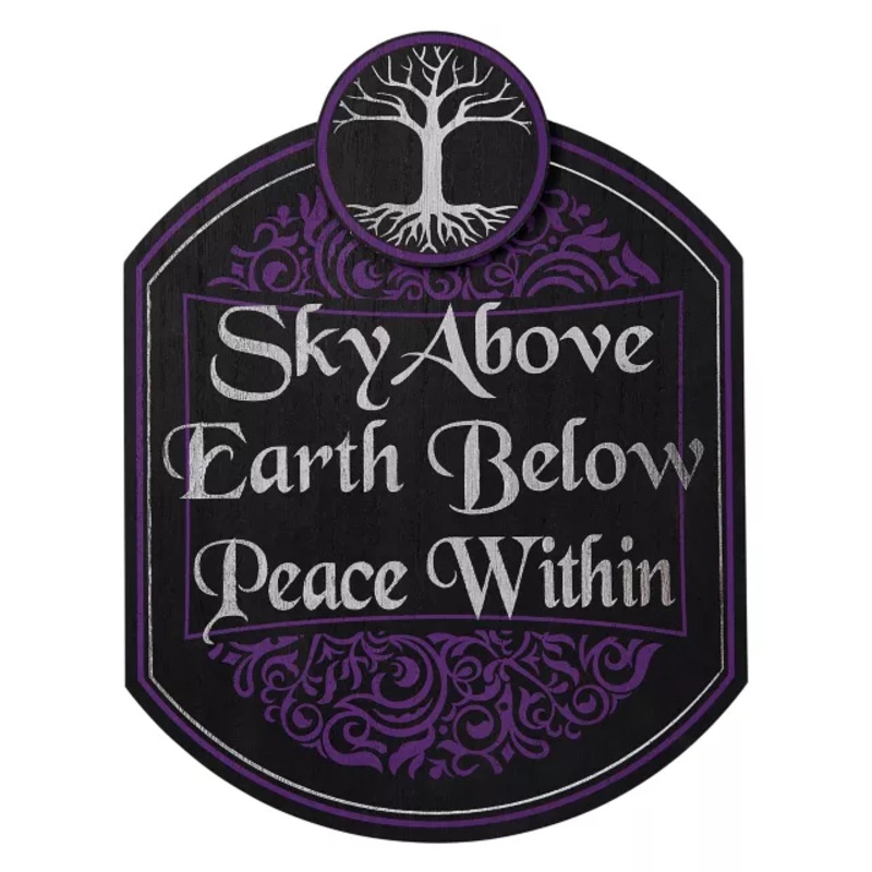 Sky Above Earth Below Peace Within Sign BLACK AND PURPLE