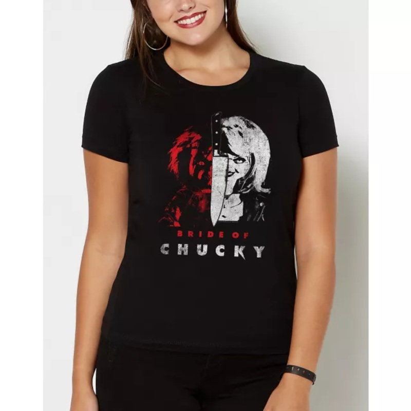 Split Bride of Chucky T Shirt BLACK ADULT SMALL
