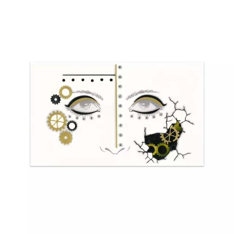 Steampunk Gear Face Decal Deluxe MULTI-COLOR ONE SIZE FITS MOST